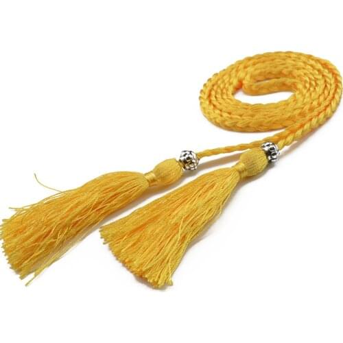 Waist Chain 160cm Woven Tassel Waistband Braided Belt Hot Sale Waist Rope Women Decorated Waist Ladies Tassles Belts 1PC