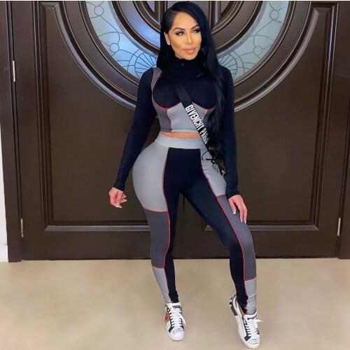 Autumn Spring Tracksuit Women Two Piece Set Outfits Sports Fitness High Waist Leggings Bodycon Matching Sets Sweat Suits Women