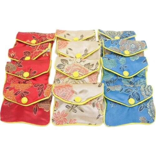 12 pcs Multi-color gift bag pouch 65mmx80mm silk cloth jewelry bags pouches