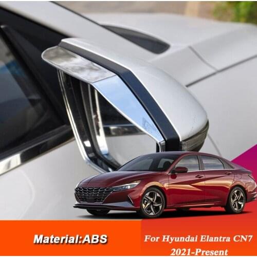 2pcs Car Styling ABS Rearview Mirror Rain Eyebrow Frame Sequins For Hyundai Elantra CN 7 2021-Present Auto Sticker Accessories