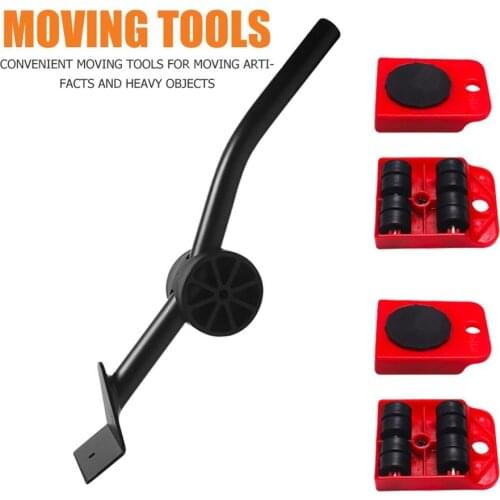 5Pcs/set Professional Furniture Transport Lifter Mover Heavy Stuffs Moving Wheel Bar Mover Device Portable Handling Tool Set