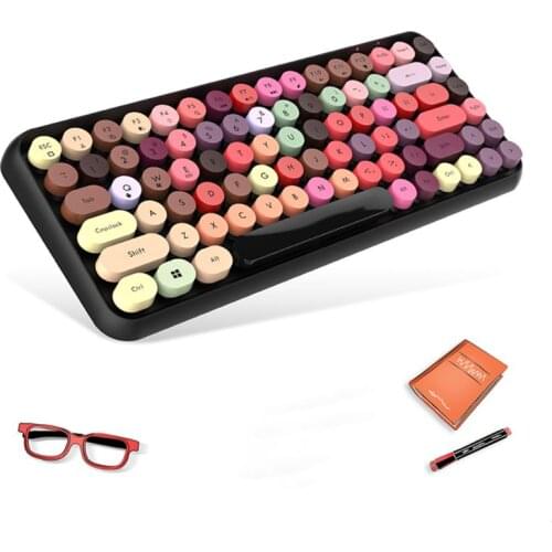 308i Wireless Bluetooth Keyboard Round Key Cap Gaming Keypad with 84 Keys for iPhone/An-droid/Windows Systems Gamer Keyboards