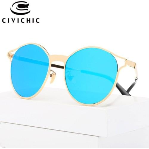 CIVICHIC Hot Fashion HD Men Sunglasses Oval Lady Mirror Coating Eyewear Hipster UV400 Sun Glasses Retro Alloy Oculos De Sol E269