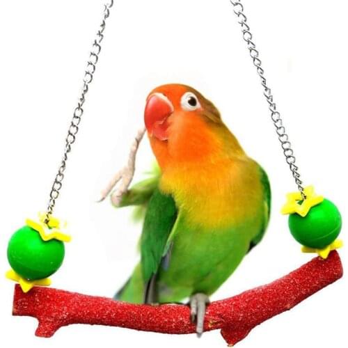 Wood Bird Toy Bird Perch Stands Branches Feet Beak Roll Grinding Stick Swing Birds Bite Training Toys for Parrot Birdcage