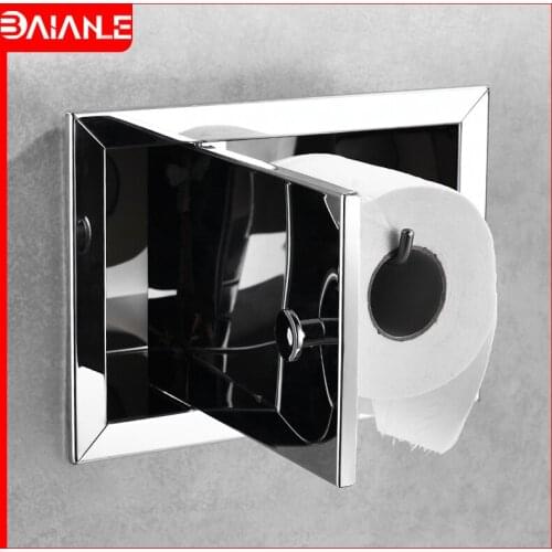 Toilet Paper Holder Tissue Box Stainless Steel Concealed Paper Towel Holder In Wall Bathroom Toilet Roll Paper Holder Hotel Rack