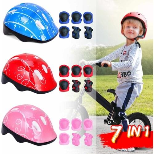 7in1 Kids Helmet Bike Helmet Childrens Protective Gear Boys Girls Cycling Riding Helmet Kids Bicycle casco ciclismo & Knee Pads