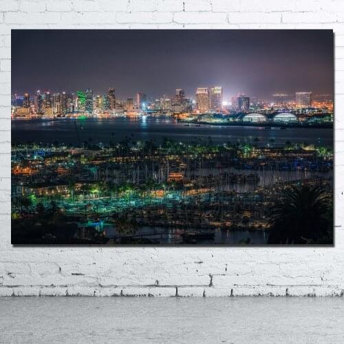 San Diego City California Picture Printed Canvas Cloth Wall Art Poster for Room Decor