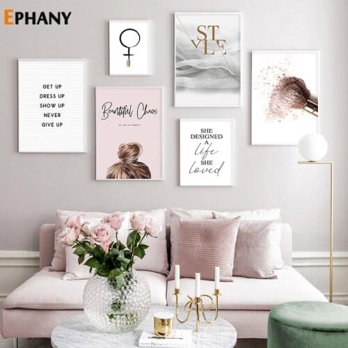 Fashion Optimistic Quotes Canvas Painting Makeup Artwork Poster Print Modern Beauty Salon Wall Art Picture Girl Room Decoration