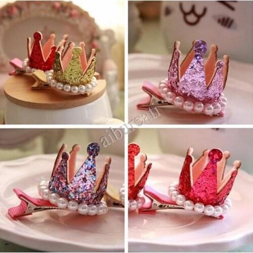Fashion Girls Pearl Hair Clip, Kids Hair Accessories, Fascinators Mini Crown With Clip Tiaras