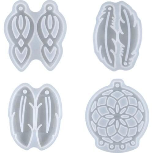 N0HE Casting Resin Mold Silicone Kit Key Chain/earring Silicone Mold for Epoxy Resin Dream Catcher/feather Pendant Mold