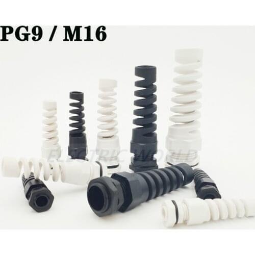 Nylon Cable glands PG9 M16 waterproof cable connectors thread gland rubber wiring conduit IP68 Anti-bending plastic cable sleeve