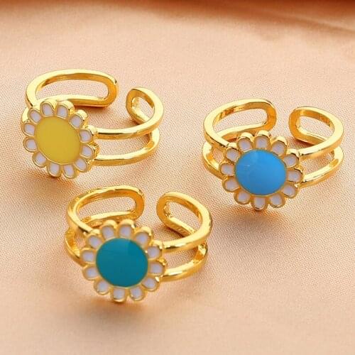 2021 New Sun Flower Fashion Trend Goddess Ring For Woman Hollow Simple Temperament Gift Banquet Date
