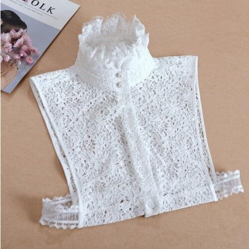 2021 New Fake Collar for Women High Stand Embroidery False Collar Lace Hollow Decorative Female Shirt Detachable Sweater Collar