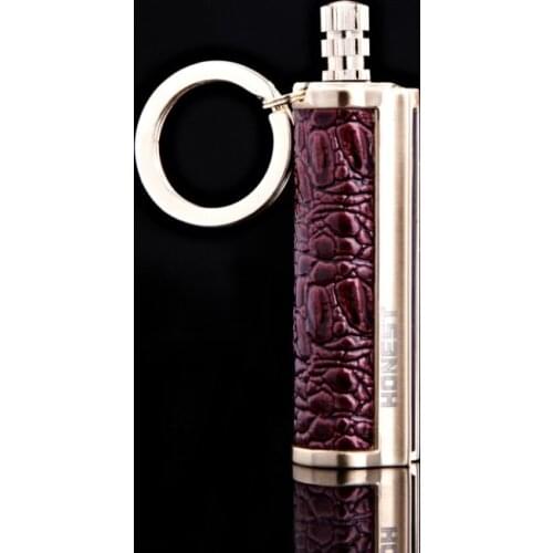 NEW Free shipping 1pcs red oil leather Honest Torch metal permanent MATCH box striker Lighter Cigarette Keychain keyring 13