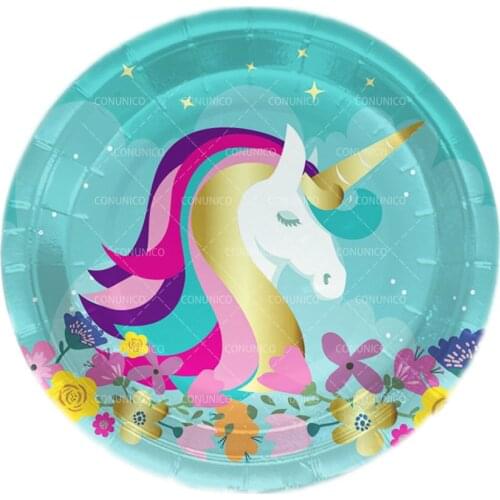 New Unicorn Party Supplies Tableware Set Unicorn Tablecloth Paper Cup Napkins Banner Cake Topper Wedding Baby Shower Decorations