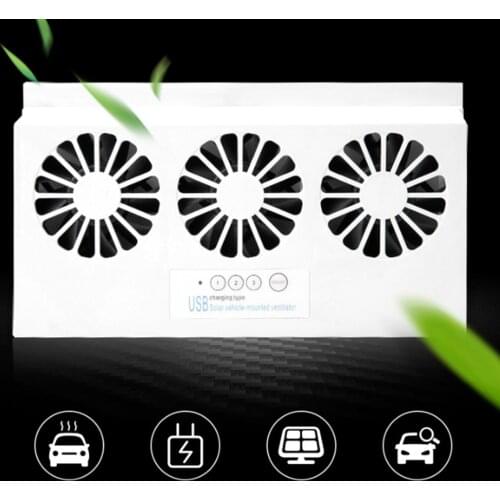 Upgrade Solar Powered Fan Car Cooler USB Charging Front/Rear Window Radiator Exhaust Fan Auto Air Vent Fan Ventilation Radiator