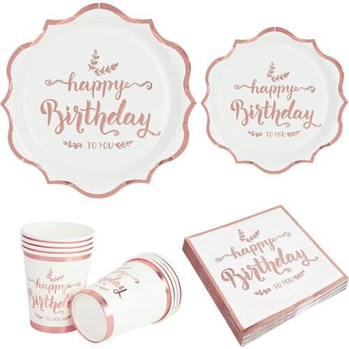 Birthday Party Disposable Tableware Girls Birthday Decoration Disposable Cups Plates Anniversary Wedding Decoration Supplies