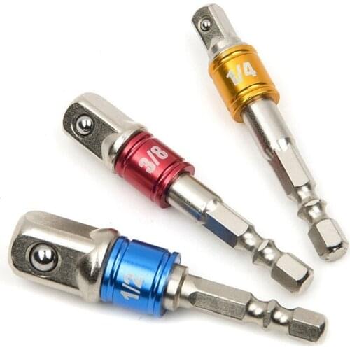 1/3Pcs Drill Socket Adapter Impact Drill Extension Drill Bits Bar Socket Adapter 1/4"3/8"1/2" Hex Shank Square Head Drill Bit