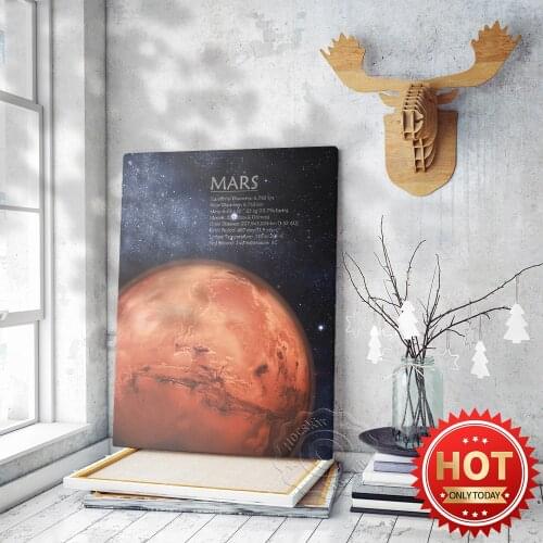 Space Mars Prints Poster, Astronomy Museum Wall Art, Mars Planet Wall Stickers, Galaxy Wall Picture, Kids Room Wall Decor, Gift