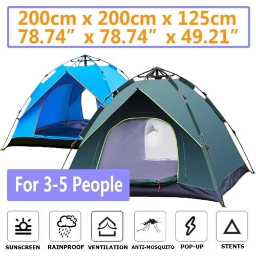 3-5 People Large Tent Quick Setup Family Tent Outdoor Waterproof UV Protection Camping Hiking Foldable Folding Tent Family Tents