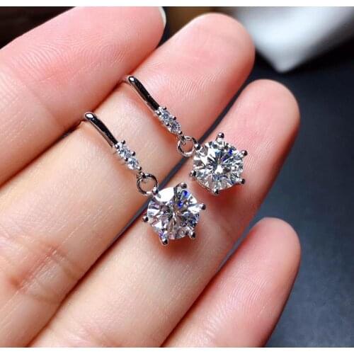USPS Dropship 1 CT Grade D VVS1 High Quality Moissanite Lady Stud Earrings, Authentic 925 Sterling Silver Diamond Jewelry