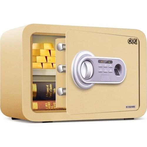 Safe Household Small Electronic Fingerprint Password Key Office Mini 25cm Gold Safe Deposit Box