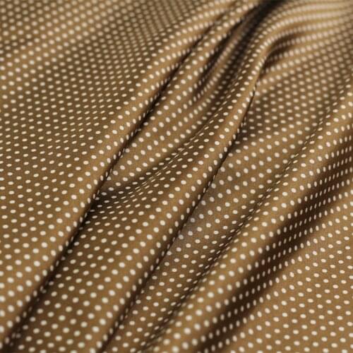 White waxberry 8momme Coffee White Dots Printed Silk Habotai Fabrics Summer Women Shirt Dress DIY Sewing Cloth Freeshipping