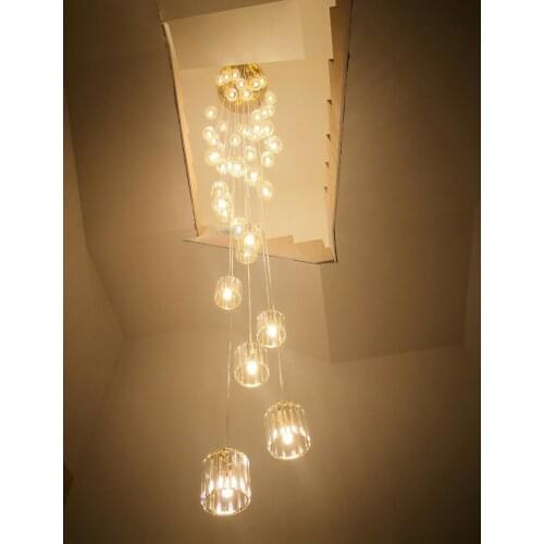 Nordic Stair light Crystal chandelier lighting Stairs Long Chandeliers Ceiling Suspension Light Living Room Hotel Lobby Lamp