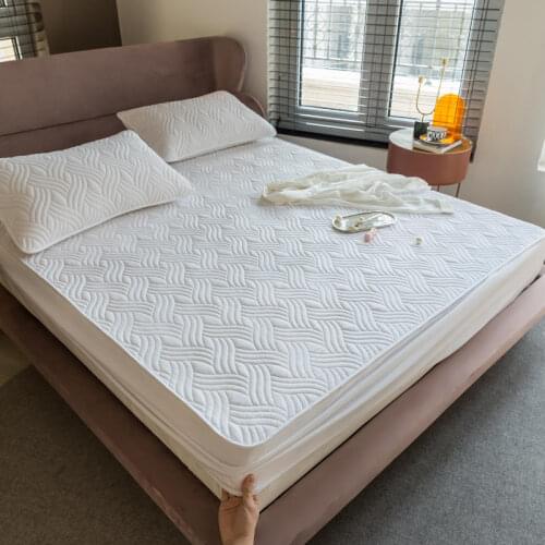 Quilted Bed Fitted Sheet Style Embossed Mattress Protector Dust Cover Queen King Size with Elastic Band Home Textiles