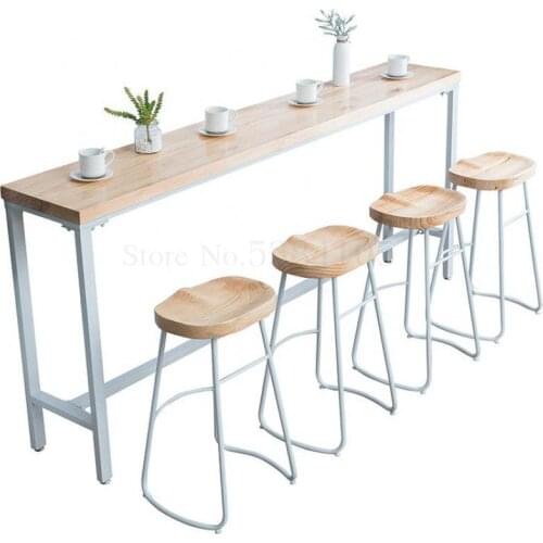 Nordic Solid Wood Bar Table Household Modern Simple Balcony Close To Wall Narrow Table High Foot Table Milk Tea Bar Table