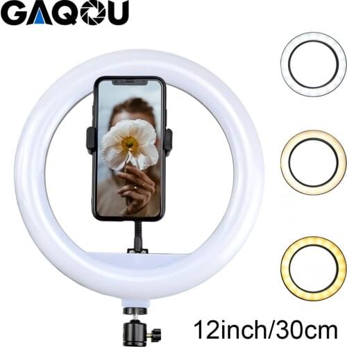 12" 30cm Photography LED Selfie Ring Light Dimmable Lamps Camera Photo Lamp with Phone Holder For Youtube Live Makeup Studio VK