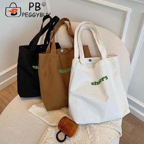 Vintage Women Letters Printing Canvas Shoulder Tote Bag Casual All-match Character Large Capacity Shopping Travel Handbags