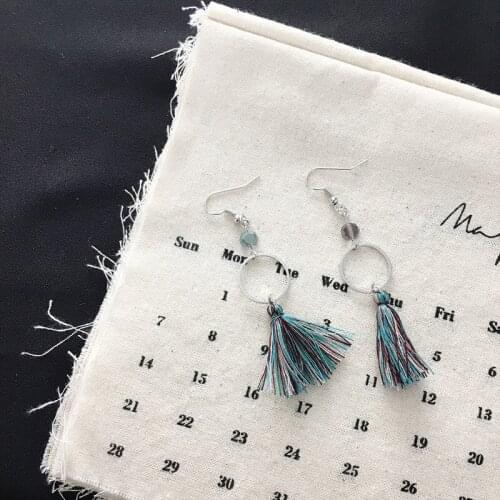 Bohemian 2018 New Fashion Earrings Simple Multi-color Tassel Beads Ms. Earrings Wholesale Pendientes Verde Agua