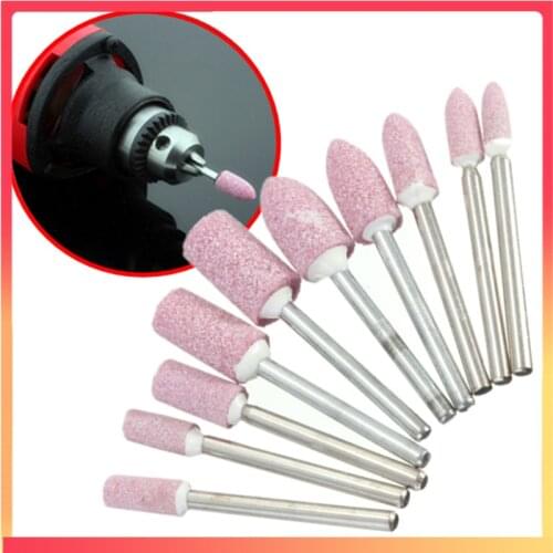 10pcs Polishing Head Abrasive Mounted Stone For Dremel Rotary Power Tools Electric Grinding Stone Wheel Dremel Accessories Pink