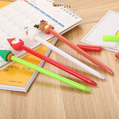 100 Pcs Creative Stationery Santa Neutral Pen Lovely Christmas Gift Student Water Cartoon Pen Kawaii School Supplies