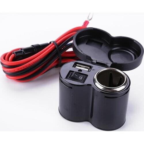 12-24V Motorcycle Scooter Handlebar Clamp Waterproof USB Cigarette Light MGO3