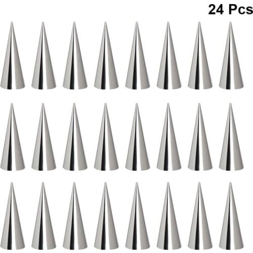 24PCS Stainless Steel Pastry Cream Horn Molds Conical Tube Cone Pastry Roll Horn Mould Kitchen Baking Coil Tool