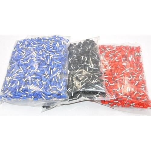 3000PCS 12AWG 4.0mm2 Insulated Terminal Wire Connector E4009 Insulated Cord End Terminal Wire Ferrules Red black Blue
