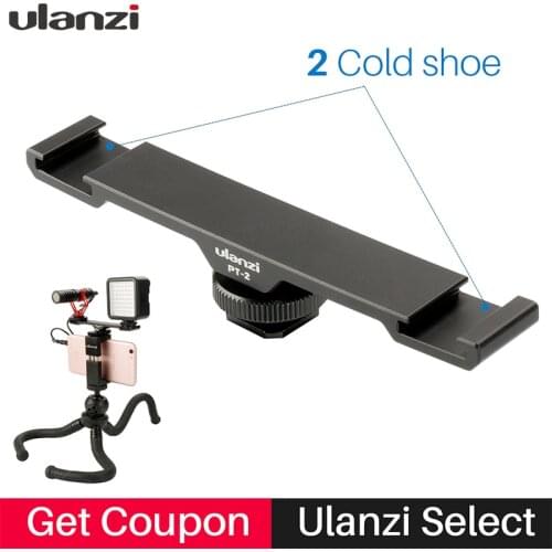 Ulanzi Aluminium Microphone Dual Cold Shoe Mount Extension Bar Plate Vlogging Accessory for Tripod Video light Camera Filmmakers