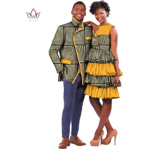 Dashiki 2020 High Quality Sweet Couple Clothes African Wax Print Clothing Bazin Summer Plus Size Clothes for Party BRW WYQ63