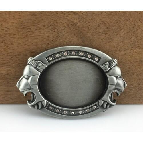 BuckleClub retro double lions belt buckle western jeans gift belt buckle FP-03715-1 PEWTER FINISH drop shipping