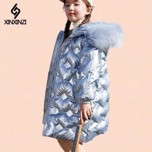 Russian Young Girls Warm Coat Winter Parkas Outerwear Teenager Outfit Children Kid Girls Fur Hooded Jacket for 6