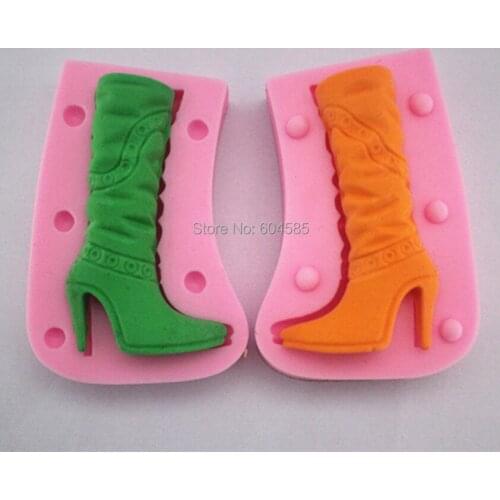 High boot fondant cake molds soap chocolate mould for the kitchen baking 2pcs/set FM199