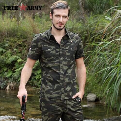 Мужские рубашки с коротким рукавом Free Army China At AliExpress