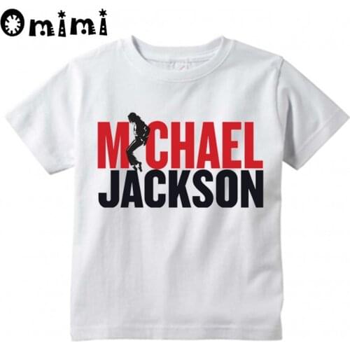 Boys/Girls MJ Michael Jackson Printed T Shirt Kids Casual Short Sleeve Tops Childrens Funny White T-Shirt