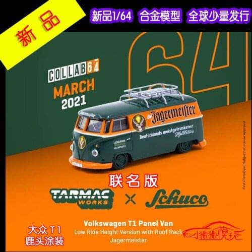 NEW Tarmac Works & Schuco 1:64 Volks wagen vw T1 Panel Van With a rack LIMITED rubber tire Die-casting metal car model