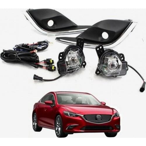 JanDeNing For Clear LED Fog light Front Lamps Full Kit W/ Harness For Mazda 6/Atenza 2016-2019