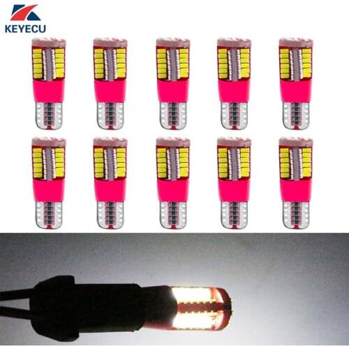 KEYECU 10Pieces 6000k T10 W5W Wedge 3014 57SMD Bright White LED Bulbs For Car Interior OutDoor Parking Side Marker Lights