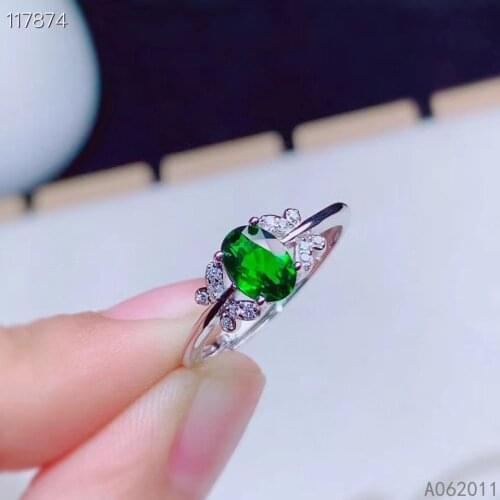 KJJEAXCMY fine jewelry natural Diopside 925 sterling silver exquisite girl new adjustable gemstone ring support test