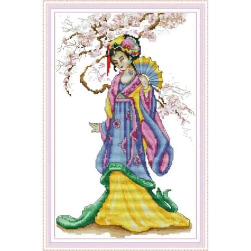 Korean beauty painting counted printed on the canvas 11CT 14CT DIY kit Cross Stitch embroidery needlework Sets home decor